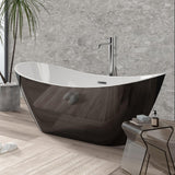 Garvee Modern Ergonomic Acrylic Freestanding Bathtub – Deep Soaking Oval Tub with Chrome Overflow & Drain – Easy Installation – cUPC Certified – Black Exterior, White Interior – System default_1, Size 6101 - Black（Sky）