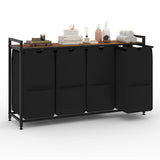 Garvee Laundry Basket Organizer, Laundry Hamper with Shelf & 4 Pull-Out Removable Oxford Fabric Bags, 4 x 12.8 Gal ( 48.5L), Dirty Clothes Basket Organizer for Laundryroom, Bathroom, Bedroom - Rustic Brown + Black