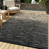 Garvee Waterproof Reversible Outdoor Rug 5x8ft – Durable Plastic Straw Patio Mat, UV Resistant, Modern Striped Design for Backyard, Deck, Porch, Balcony, Beach – Black Coffee, 5x8ft - Black Coffee