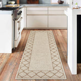 Garvee 2' x 6' Boho Jute-Look Moroccan Border Runner Rug, Machine Washable Non-Slip Low-Pile Soft Rug for Hallway & Kitchen, Jute Beige - Jute Beige