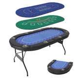 Garvee 8-Player Folding Poker Table with 2 Interchangeable Game Mats, 71" Convertible Casino Table for Texas Hold'em and Blackjack, Foldable MDF Boardroom Game Table with Extra Large Cup Holders & Padded Armrest