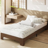 Garvee Twin-XL Wooden Platform Bed Frame with Wood Slats Support, Noise-Free & Easy Assembly, Minimalist Design, Underbed Storage, No Box Spring Needed, Bedroom - Walnut