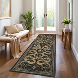 Garvee 2.5x8ft Dark Gray Washable Hallway Runner Rug – Non-Slip Rubber Back, Soft Low-Pile Carpet – Mark Resistant, Boho Forest Snake Design for Kitchen, Bedroom, Laundry, Entryway, Pet Friendly – Color: Dark Gray, Size: 2.5x8ft, Memory: United States - Dark Gray