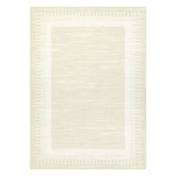 Garvee 5' × 7' Modern Line Border Area Rug, Machine Washable Non-Slip Low-Pile Soft Rug for Living Room, Bedroom & Dining Room, Off White - Off White