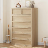 Garvee 7 Drawer Dresser with Smooth Glide Drawers & Anti-Tip Safety, Thick Wood Construction, Modern Design, 47in Tall, Natural Oak, Bedroom & Living Room - Natural Oak