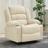 Garvee Oversized Recliner Chair for Adults, Widen Overstuffed Breathable Fabric Lounge Chair with 2 Cup Holders & Side Pockets Soft Lazy Lounge Sofa Chair Sofa for Relaxation, Beige - Beige