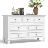 Garvee Spacious Storage Solution 7 Drawer Dresser - Deep Drawer Wooden Chest for Bedroom - Metal Handles, Thick Top, Rustic Storage Cabinet, TV Stand - Living Room, Hallway, Closet - Color: Oak White - White