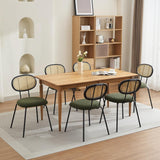 Garvee Dining Chairs Set of 6, Mid-Century Modern Velvet Upholstered Dining Room Chairs with Rattan Backrest & Sturdy Metal Legs, Perfect, Green
