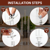 Garvee Clear Acrylic 5-Arm Candelabra Candle Holder Set - 35 in/89 cm Tall Table Centerpiece - Glass Hurricane Chimneys - LED Taper Candles Included - No Candles Included - 5-Piece Set - 