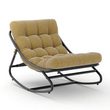 Garvee Papasan Rocking Chair Indoor Outdoor, Oversized Egg Chair with Thick Cushion, Steel Frame, Anti-tip Design, Lounge Chairs for Living Room Patio Porch, Tan - Tan