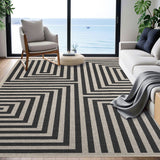 Garvee 8' x 10' Modern Abstract Geometric Area Rug, Machine Washable Non-Slip Low-Pile Soft Rug for Living Room, Bedroom & Dining Room, Beige/Black - Beige/Black