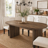Garvee Farmhouse 3-Piece Oval Dining Table Set – 63" Solid Wood Table & 2 Upholstered Chairs – Heavy-Duty, Comfortable Dining Room Furniture for Kitchen – Brown Table with Beige Chairs (1600 brown + 2PCS beige) - Brown+Beige