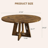 Garvee 7-Inch Rustic Brown Round Farmhouse Dining Table for 4-6 – Wooden Top and Legs, Perfect for Home Dining Room or Living Room - Rustic Brown