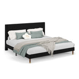 Garvee King Bed Frame with Headboard, Corduroy Upholstered Platform Bed with Wooden Slats Support - No Box Spring Needed & Noise Free, Easy Assembly, for Bedroom Apartment, Black - Black