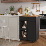 Garvee Space-Saving Rolling Kitchen Island Cart with Drop Leaf – Storage Drawer, 2 Open Shelves, Multi-Use Cabinet, Coffee Bar & Microwave Organizer – Mobile Prep Table for Small Spaces & Dining Room, Black - Black