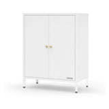 Garvee Rust-Proof Carbon Steel Entryway Storage Cabinet – Magnetic Double Doors, Adjustable Shelf, Freestanding Sideboard Organizer for Kitchen, Bathroom, Living Room, Coffee Bar – Color: White - White