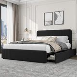 Garvee Upholstered Platform Bed Frame with Headboard, Storage Drawers, Noise-Free, Wooden Slats, Easy Assembly, No Box Spring Needed, Bedroom - Corduroy Black