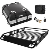 Garvee Universal Roof Rack Basket with Waterproof Cargo Bag, 200 Lbs Capacity, Powder-Coated Steel, Rust-Resistant, Fits SUVs Trucks Cars, Outdoor Travel - Classic