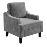 Garvee Chenille Mid Century Modern Accent Chair, Wood & Iron Frame Armchair with 330lb Capacity for Living Room Bedroom,Grey - Gray