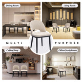 Garvee Set of 6 Farmhouse Dining Chairs – Beige Linen Upholstered – High Curved Hollow Back – Deep Cushioned Wood Seat – Armless Side Chair for Dining Room, Kitchen, Café – Linen | beige | hollow backrest 3 boxes | 6PCS