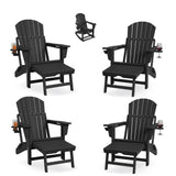 Garvee Adirondack Rocking Chair, Folding Outdoor Chair with Retractable Ottoman, Footrest and Cup Holder for Patio Porch and Backyard