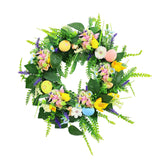 Garvee 18 Inch Easter Wreath for Front Door, Artificial Egg Wreath with Flowers and Green Leaves, Spring Floral Wreath for Indoor Outdoor Home Decor, Style 3 - Style 3