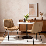 Garvee Modern Faux Leather Dining Chairs Set – Upholstered Cushion Seat, Curved Backrest, Armless, Sturdy Metal Legs – Ideal for Kitchen, Dining Room or Living Room – Brown - Brown