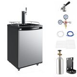 Garvee 3.3 Cu. Ft. Single Tap Kegerator Beer Dispenser, 92L Compact Freestanding Draft Beer Refrigerator (32°F-75.2°F) with Faux Stainless Steel Door & Drip Tray for Home Bar, Office & RV (US Plug, 60 Lbs) - Silver