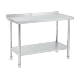 Garvee Heavy Duty Stainless Steel Work Table 30x24x35 in with Backsplash – Commercial Prep Station for Restaurant Kitchen, Food Service – Adjustable Undershelf, Right Angle Edge, 4 Adjustable Feet – Without Casters, With Backrest