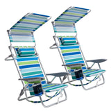 Garvee Lightweight Backpack Beach Chairs with Canopy Shade for Adults, 2-Pack – 4 Reclining Positions, Lay Flat, Collapsible Outdoor Lounge with Cup Holder, Towel Bar, Phone Pocket, Backpack Straps – Portable for Camping, Patio, Lawn – 2-Pack of White, - 