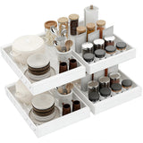 Garvee Expandable Pull-Out Drawer Organizer Shelf – Heavy-Duty Carbon Steel Under-Basin Storage Rack – Adjustable 32–52cm, Extra Large 53cm Depth – Space-Saving, Slide-Out Pantry Cabinet Organizer – White, 4-Piece Set, DG-70556-4WH