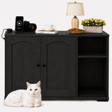 Garvee Large Cat Litter Box Enclosure – Dog-Proof Shelf with Litter Collector Tray, Charging Station & Side Power Outlet, Fits Self-Cleaning Litter Boxes, Modern Hidden Cat House Furniture, ND-5045-21 Black Arch - Black-Arched