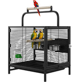 Garvee Portable Wrought Iron Bird Cage for Small Parrots – Travel Carrier with Slide-Out Tray, Food Bowl, Perch – Ideal for Canaries, Budgies, Parrotlets, Lovebirds, Conures, Cockatiels – Black - Black