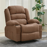 Garvee Oversized Manual Recliner Chair for Adults, Wide Overstuffed Fabric Lounge Chair with 2 Cup Holders & Side Pockets, 350 lbs Capacity, Soft Lazy Sofa Chair for Relaxation, Brown - Brown