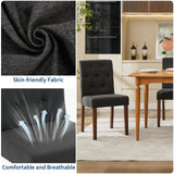 Garvee Modern Upholstered Dining Chairs Set of 4 – Black Linen Fabric, Button Tufted High Back, Sturdy Wood Legs, Comfortable Parsons Style for Dining Room, Restaurant, Café – Color: Linen Black, 2 Boxes, 4PCS - Linen | Blue