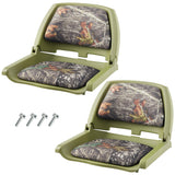Garvee 20-Inch Wide Marine-Grade Foldable Boat Seats 2-Pack, Low Back Molded Boat Cabin Seating with UV-Resistant Vinyl Cushions, Universal 5"x5" Bolt Pattern for Fishing Boat, Pontoon - Camouflage 2