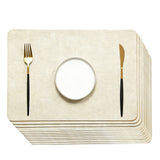 Garvee Set of 12 Faux Leather Placemats, Waterproof & Heat Resistant Table Mats - Wipe Clean - Durable Rectangular Dining Placemats for Kitchen Table Protector, Modern Table Decor - Beige - Beige