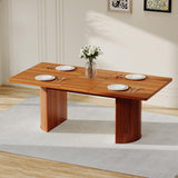 Garvee 70.8 Inch Dining Table for 4-6 People,Modern Oval Kitchen Table with Semi-Cylindrical Legs Base,Wood Farmhouse Round Dinner Tables for Dining Room Kitchen Living Room - Walnut