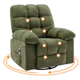 Garvee 360° Swivel Rocking Recliner Chair, Massage Rocker Recliner Chair with Vibration and Heat,Oversized Rocker Recliner Single Sofa with Side Pocket, Living Room, Bedroom, Nursery, Green - Green