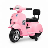 Garvee Officially Licensed Vespa Kids Electric Ride On Car, 6V Battery Powered 4-Wheel Scooter – Headlight – Backrest – Training Wheels – Durable PP – Anti-Rollover – Ride-On Toy for Toddlers, Pink - Pink