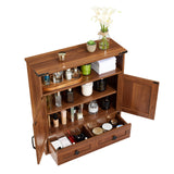 Garvee Farmhouse Bathroom Wall Cabinet with Double Barn Doors - Adjustable Shelf & Drawer - 5-Tier Over Toilet Storage Organizer - Wall Mounted Medicine Cabinet for Bathroom, Kitchen, Laundry, Living Room - Brown - Brown