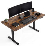 Garvee Electric Height Adjustable Sit-Stand Desk 55×24 Inch, Quiet Motor & Memory Presets, All-Steel Frame, Scratch-Resistant Eco Particle Board, 3-Fold Desktop, Brown, Home Office Gaming Study - Brown