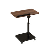 Garvee C Table End Table Adjustable Height, 180°Swivel TV Tray Table for Small Spaces, Side Tables with Wheels for Living Room and Bedroom Bed Couch Tables That Slide Under Sofa - Walnut