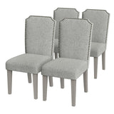 Garvee Comfortable High Back Upholstered Dining Chairs Set – Solid Wood Frame, Padded Seat, Nailhead Trim, Modern Fabric Side Chairs for Kitchen, Dining Room, Restaurant, Grey, 4PCS