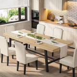 Garvee Extra Large Industrial Dining Table for 8-10 – Heavy Duty Metal Frame – Natural Wood Top – Modern Rectangular Table – Perfect for Family, Conference Room, Commercial Use – Natural Wood Color - 2.2 Meters - Natural