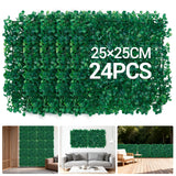 Garvee 24-Pack Artificial Ivy Wall Panels, 10" × 10" UV-Resistant Faux Greenery Privacy Fence Panels for Indoor Outdoor Wall, Balcony, Garden and Event Decor, Green