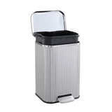 Garvee Stainless Steel Step Trash Can 20L – Soft-Close Lid, Fluted Design, Fingerprint-Proof, Removable Inner Bucket, Indoor Recycling Bin for Kitchen, Bathroom, Office – 32.5×27.8×48cm (20L stainless steel color 32.5*27.8*48cm) - Silver, Fluted