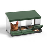 Garvee 3-Hole Metal Chicken Nesting Box, Roll Away Poultry Laying Box with Sloped Roof, 31.5"x20.5"x16.9", Green - Green
