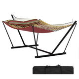 Garvee Freestanding Double Hammock with Steel Stand, 450 lbs Capacity, Soft Pillow & Carry Bag for Backyard Camping, Sunset Stripe - Sunset Stripe