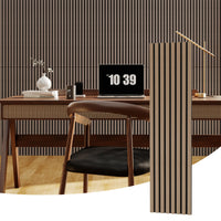 Garvee Set of 8 Modern 3D Fluted Acoustic Wood Slat Wall Panels 47.2" x 11.8" Soundproof Decorative Panels for Home Theater, Office, Studio and Interior Walls, Walnut